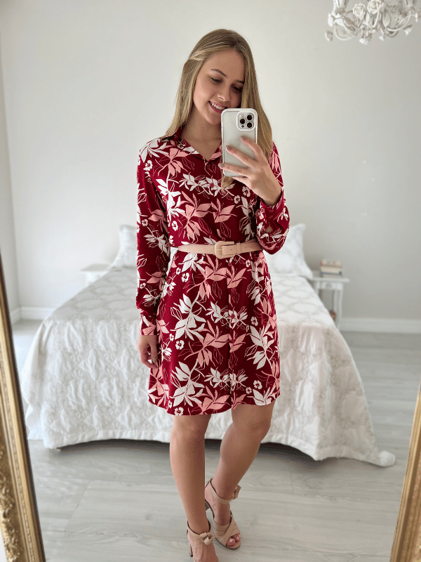 Vestido Chemise Viscose Vermelho - Caqui Café