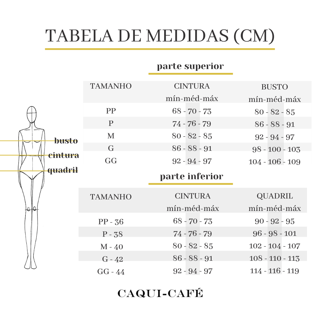 Tabela de Medidas - Caqui-Café